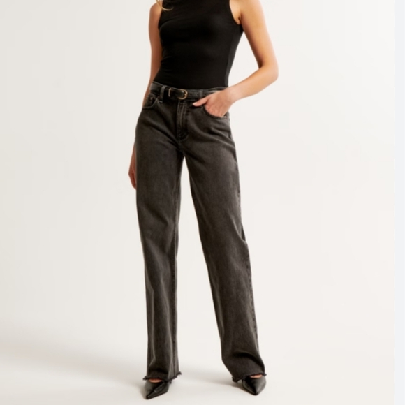 Abercrombie & Fitch The 90s Baggy Low Rise Jeans In Dark Grey/black Size 29/8 L - Picture 4 of 9